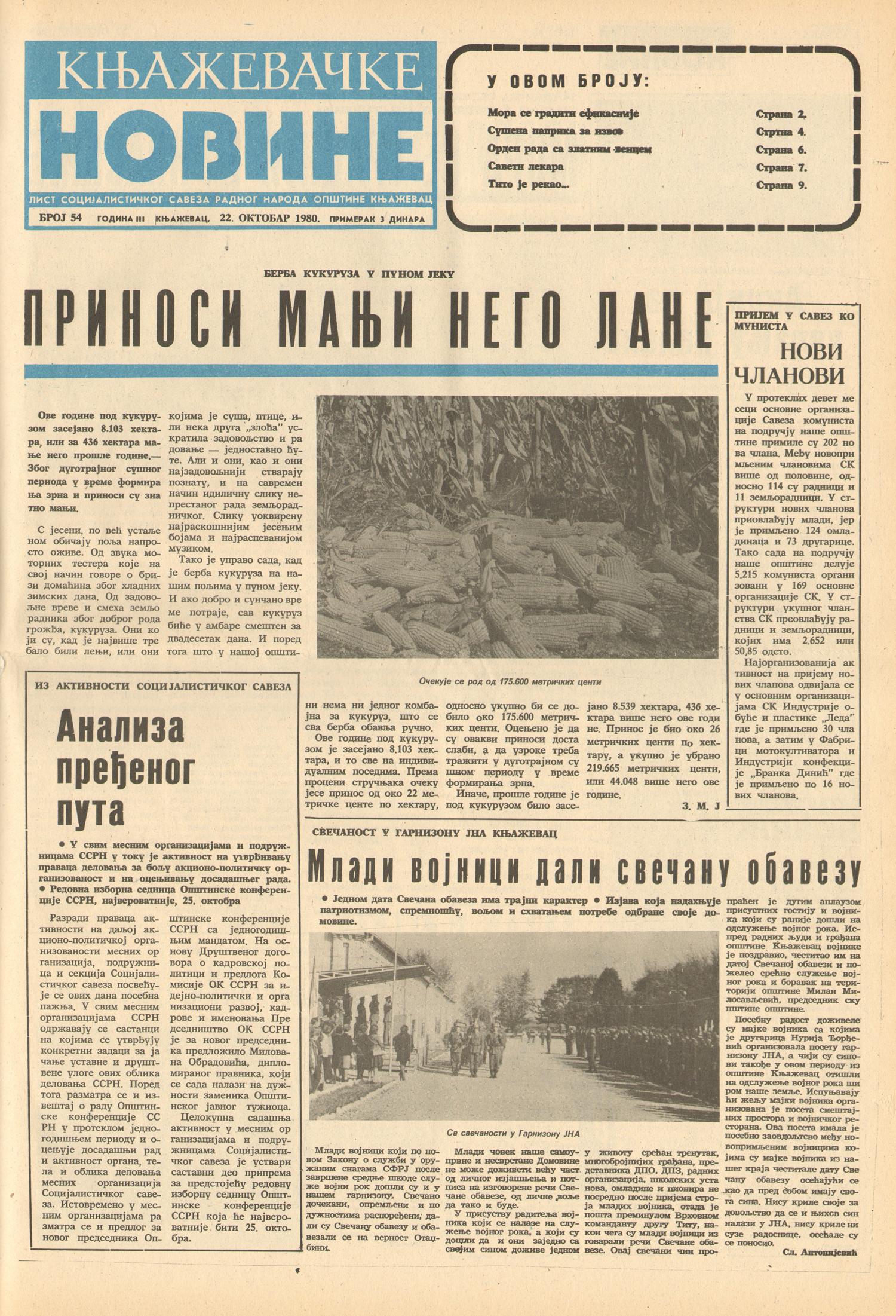 Књажевачке новине, број 54, година 1980