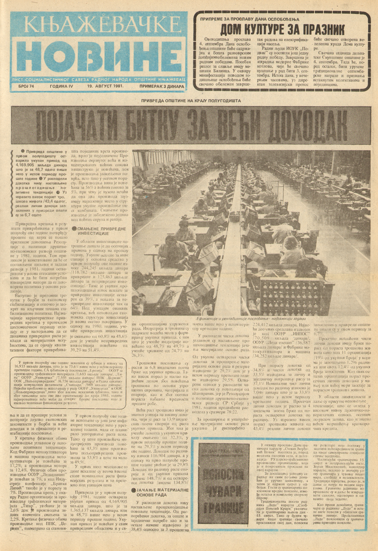 Књажевачке новине, број 74, година 1981