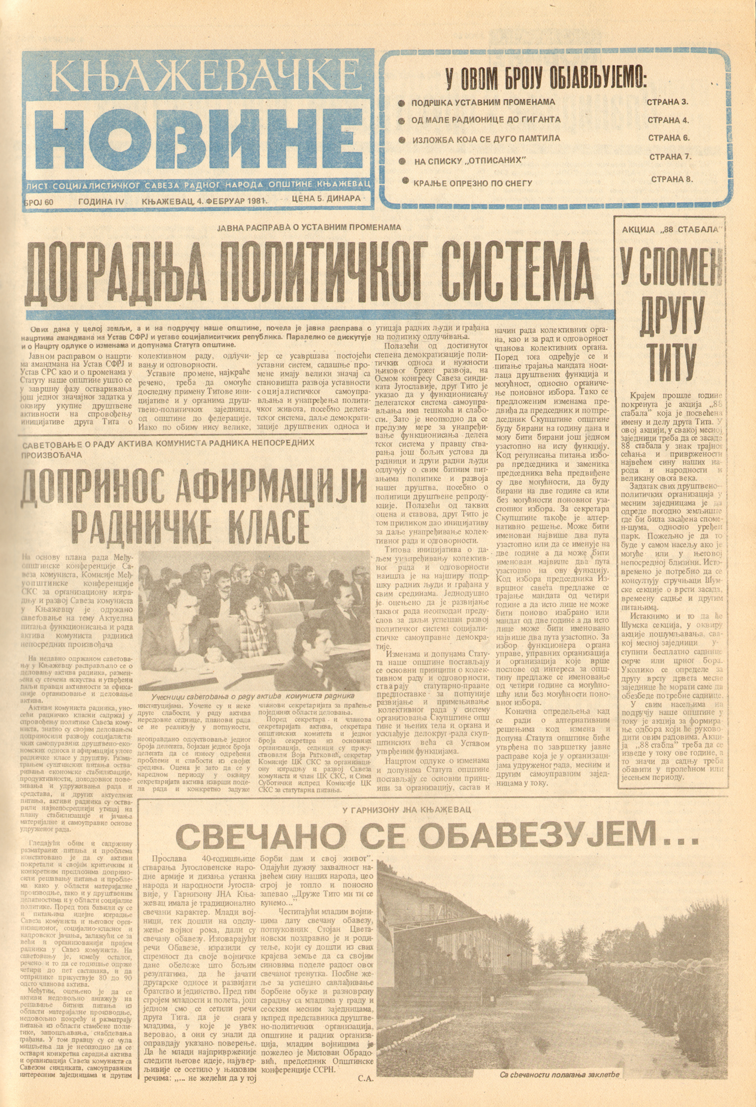 Књажевачке новине, број 60, година 1981
