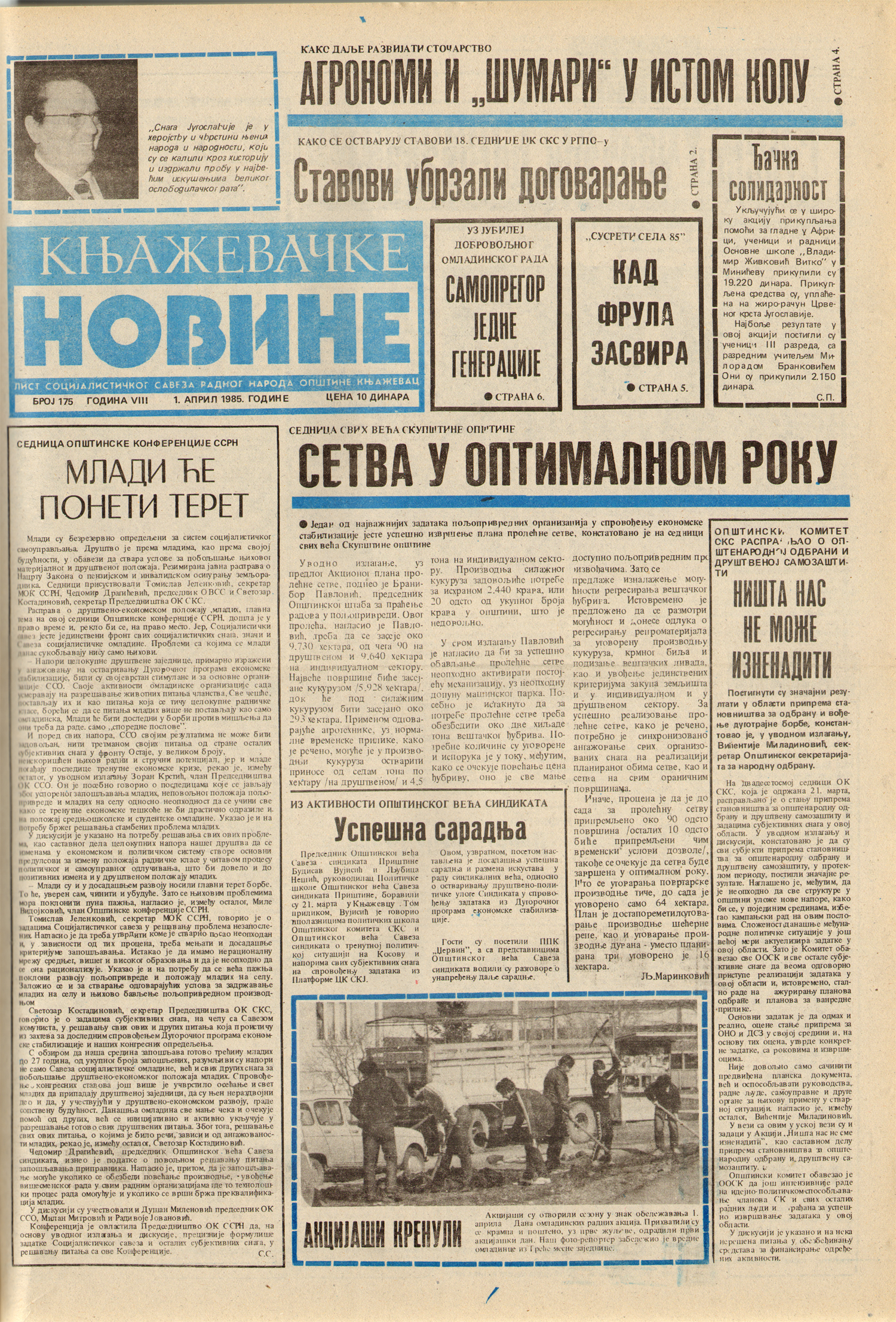 Књажевачке новине, број 175, година 1985