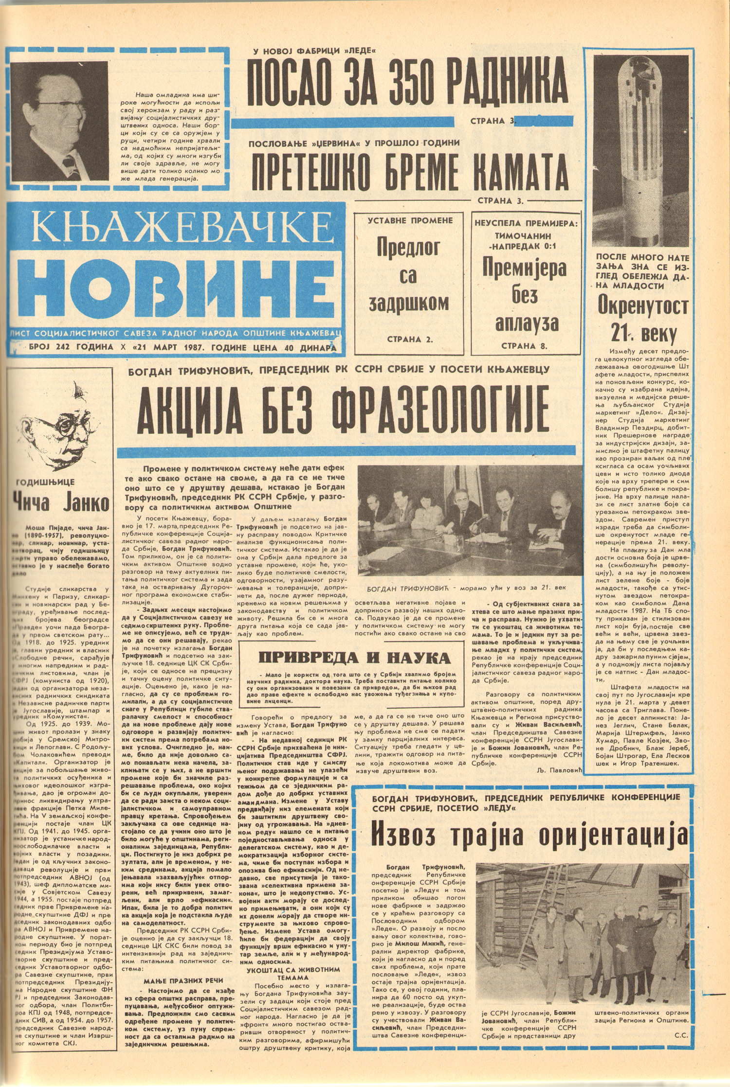 Књажевачке новине, број 242, година 1987