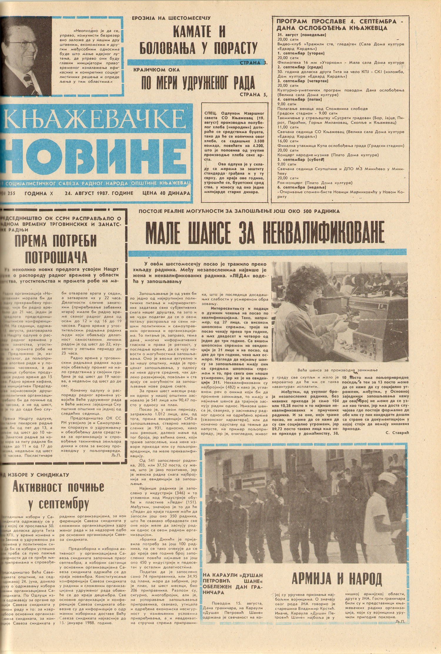 Књажевачке новине, број 255, година 1987