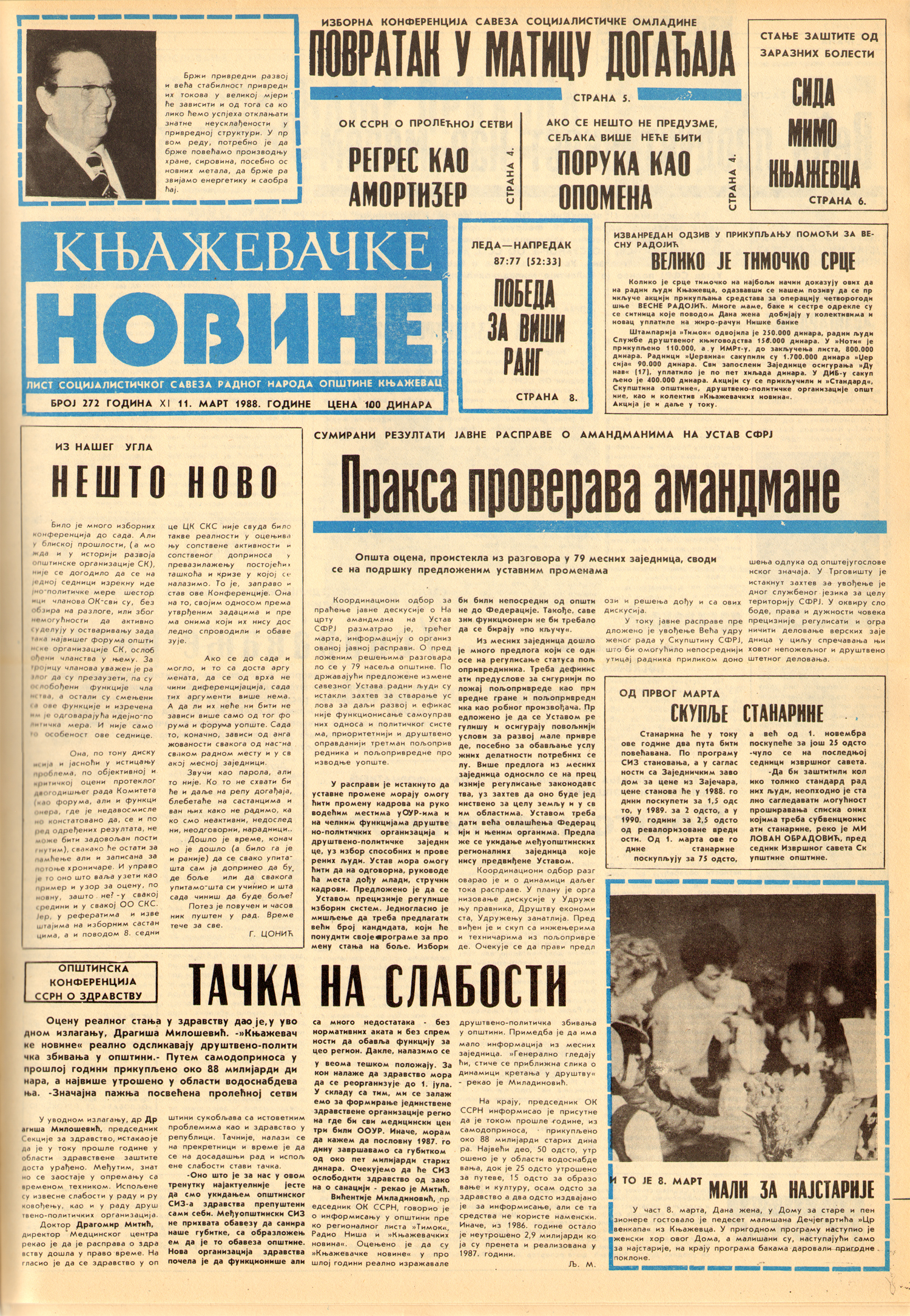 Књажевачке новине, број 272, година 1988