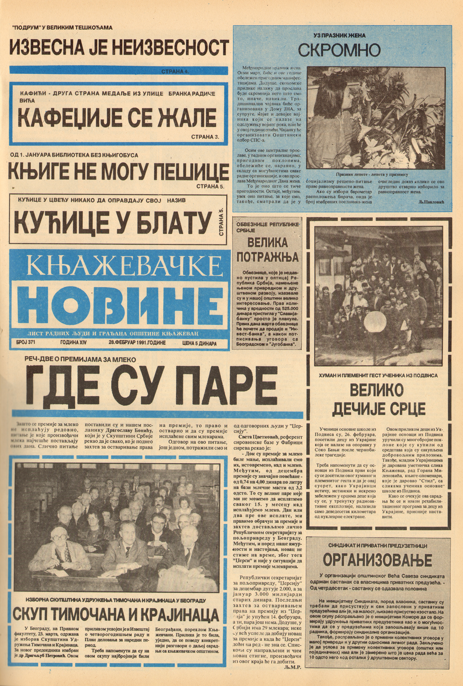 Књажевачке новине, број 371, година 1991
